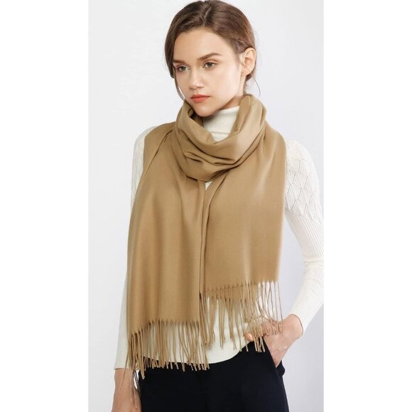 ⚡Women's Camel Pashmina Shawls Evening Dress Bridesmaid Winter Warm Long Scarf - Picture 5 of 7
